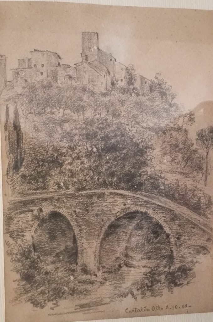 Guideintoscana. Certaldo, disgno del ponte sul torrente Agliena, 8 ottobre 1900